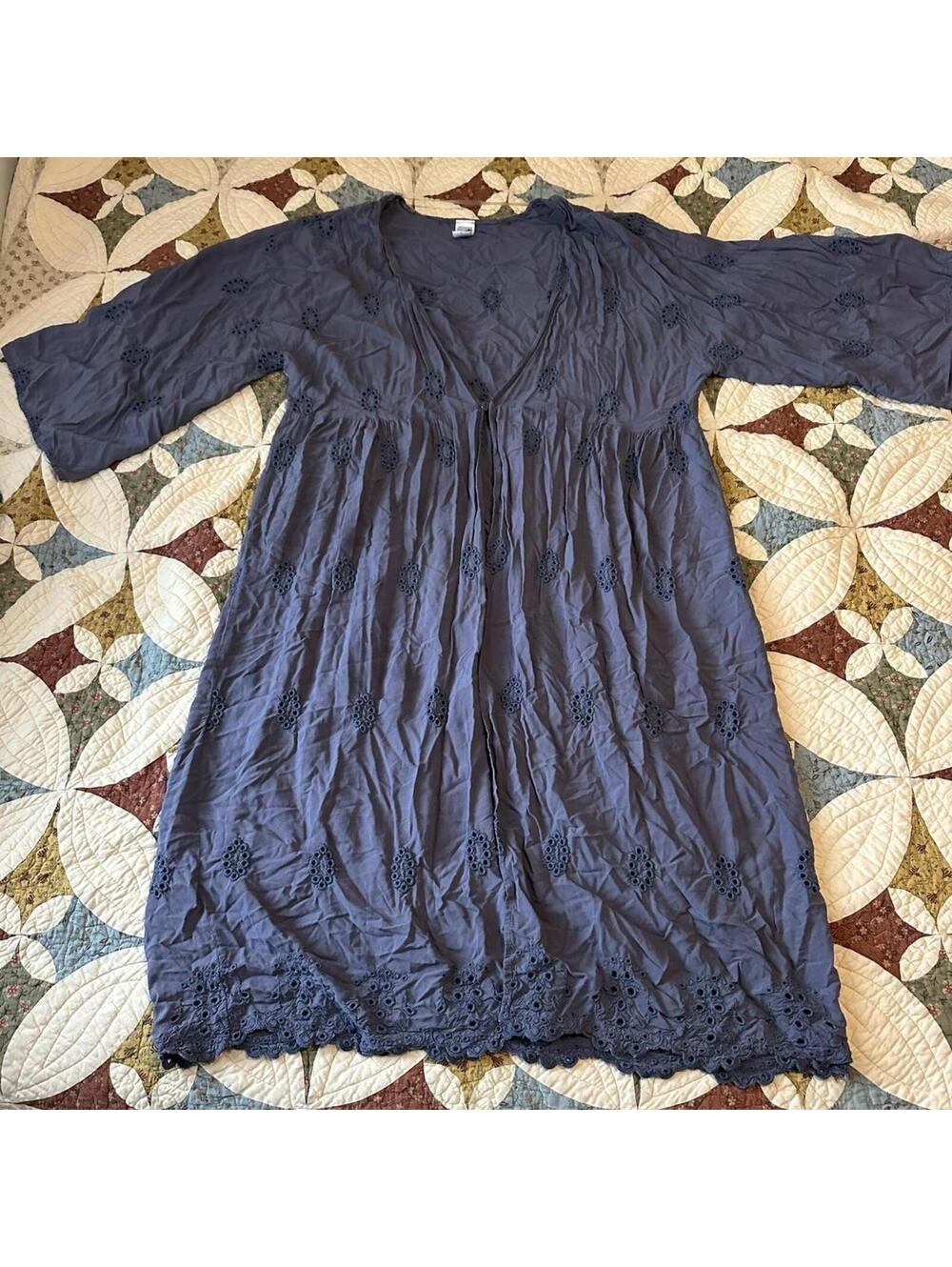 Navy blue fairy fairycore kimono flowy summer layering ren fair Size XXL - Picture 2 of 4
